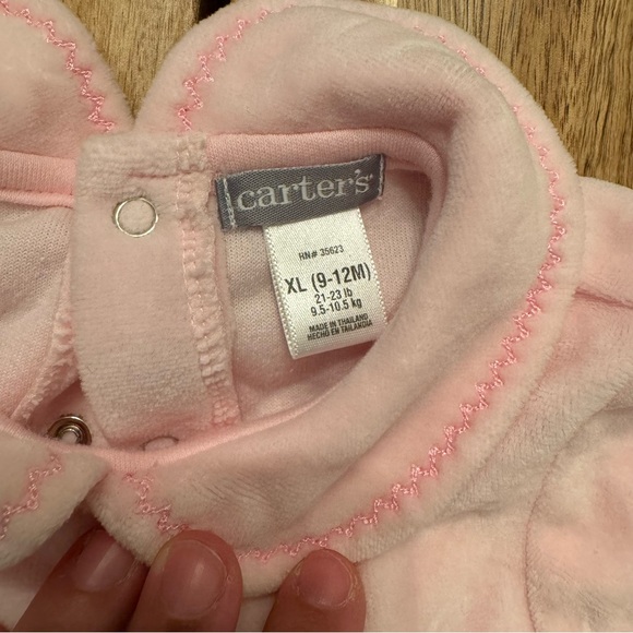 Vintage Carters soft pink long sleeve flower embroidered dress with collar 9-12m - Picture 7 of 7